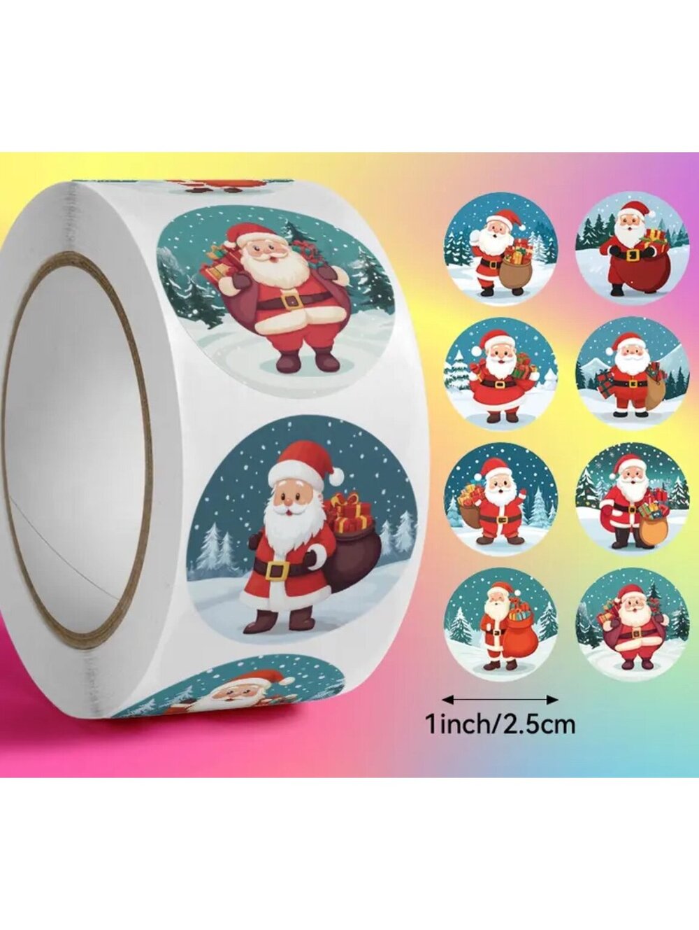New - Fun ! 250 Pcs Vinyl Santa Stickers